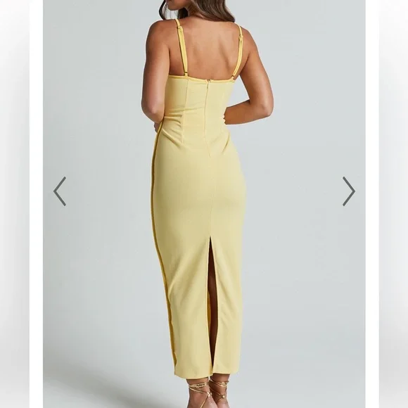 ABEGAILLE MIDI DRESS - BODYCON DRESS IN LEMON - Picture 2 of 7